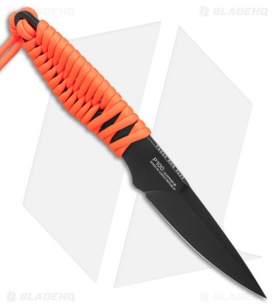 Acta Non Verba P100 Fixed Blade Knife Orange Paracord/Blk Kydex (3" Black)