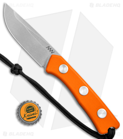 Acta Non Verba Knives P200 Fixed Blade Knife Orange G-10 (3.94" Stonewash) 