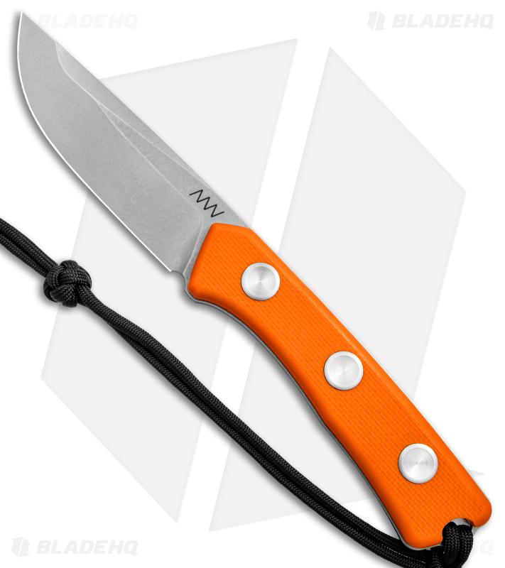 Acta Non Verba Knives P200 Fixed Blade Knife Orange G-10 (3.94" Stonewash)