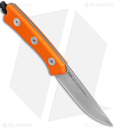 Acta Non Verba Knives P200 Fixed Blade Knife Orange G-10 (3.94" Stonewash) 