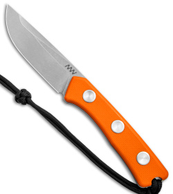 Acta Non Verba Knives P200 Fixed Blade Knife Orange G-10 (3.94" Stonewash) 