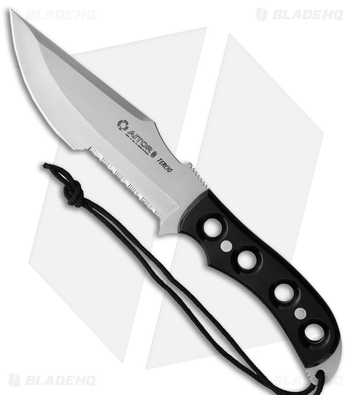 Aitor Tercio Fixed Blade Knife Black Micarta (5.75" Satin Serrated)