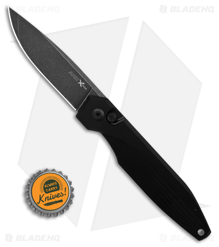 AKC X-treme Dandy Automatic Knife Black Aluminum (3.1" Black Stonewash)
