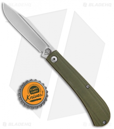 Alphahunter Tactical/Gatorbud Gator Tooth Slip Joint Knife Green G-10 (3" Satin)