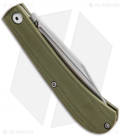 Alphahunter Tactical/Gatorbud Gator Tooth Slip Joint Knife Green G-10 (3" Satin)