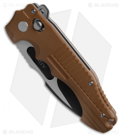 Andre de Villiers Tactical Bull Shark Bar Lock Knife Tan G-10 (4.125" Black)