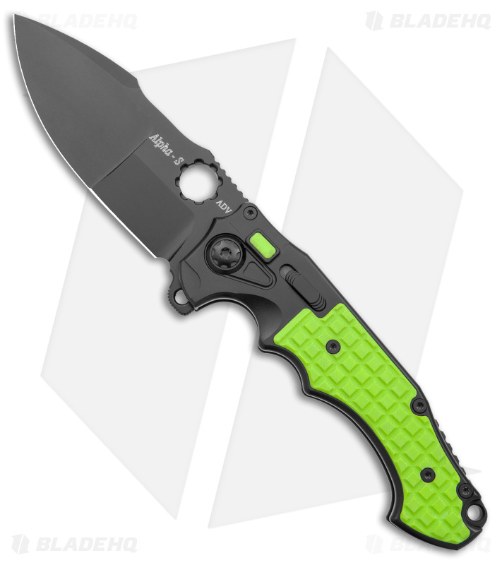 Andre de Villiers Alpha-S Flipper Knife Zombie Green G-10 (4.5" Black)