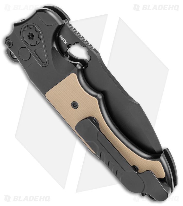 AdV Mini Alpha-S Button Lock Knife Khaki G-10 - Blade HQ