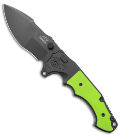 Andre de Villiers Mini Javelin Flipper Knife Neon Green G-10 (3.6" Black)