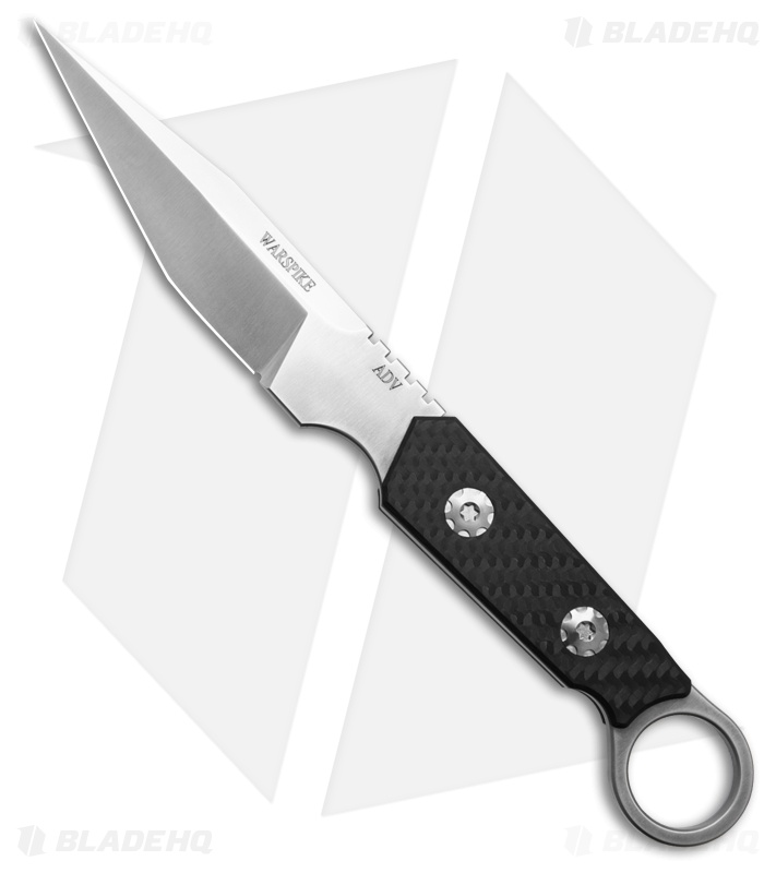 AdV Tactical Warspike Fixed Blade Knife Black Carbon Fiber (4" Satin)