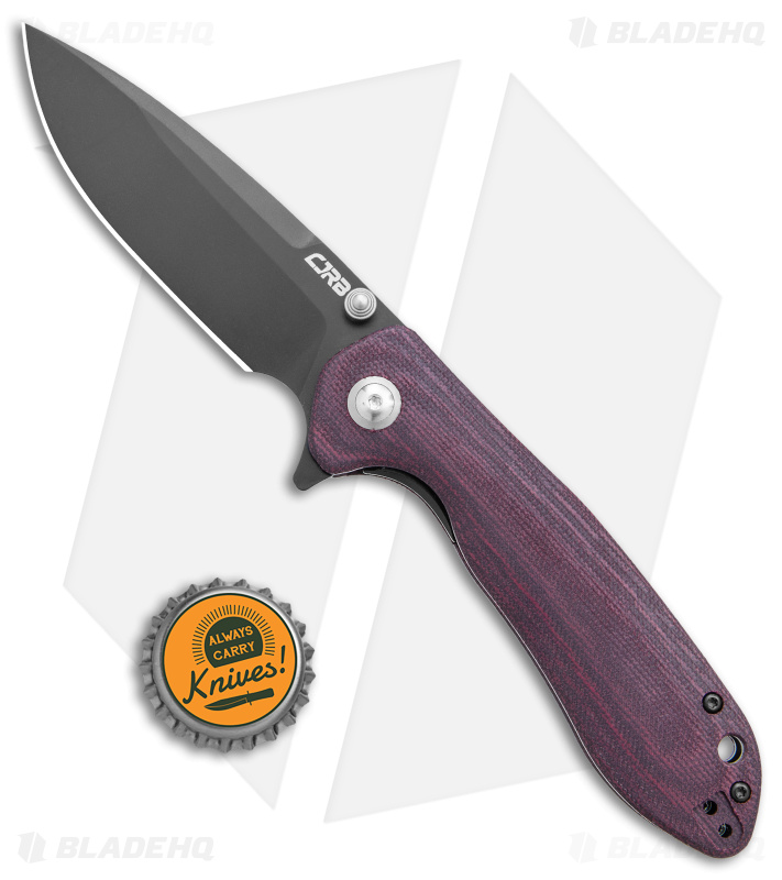 CJRB Scoria Liner Lock Knife Burgundy Micarta (3.5" Black)