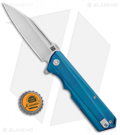 Artisan Cutlery Littoral Frame Lock Knife Blue Titanium (3.75" Stonewash)