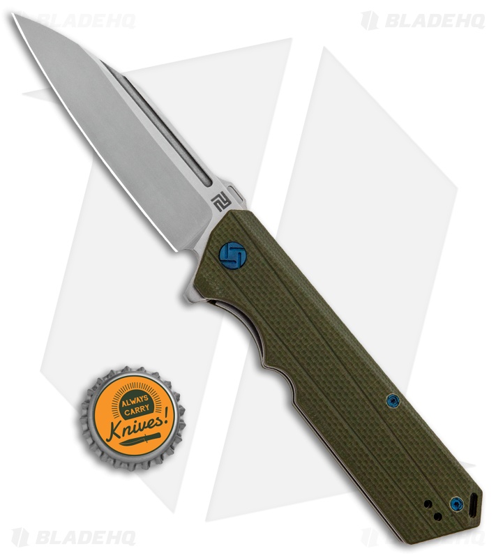 Artisan Cutlery Littoral Liner Lock Knife Green G-10 (3.75" Stonewash)