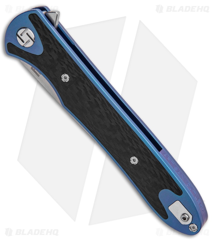 Artisan Cutlery Shark Liner Lock Knife CF/Blue Ti (4" Stonewash) 1707G-BU