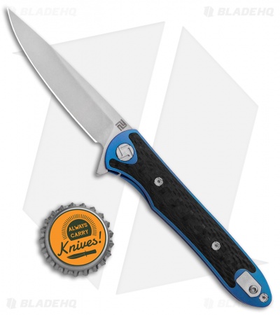 Artisan Cutlery Shark Frame Lock Knife CF/Blue Ti (3" Stonewash) 1707GS-BU