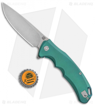 Artisan Cutlery Tradition Frame Lock Knife Green Titanium (3.8" Stonewash) 