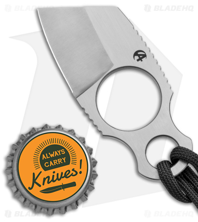 B'yond EDC Asymmetrical Micro Santoku Fixed Blade Knife Gray Fob (1.5" Satin) 