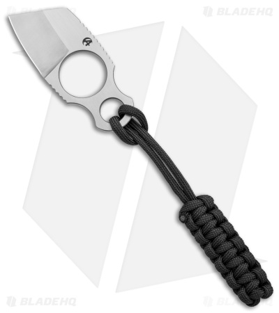 B'yond EDC Asymmetrical Micro Santoku Fixed Blade Knife Gray Fob (1.5" Satin) 