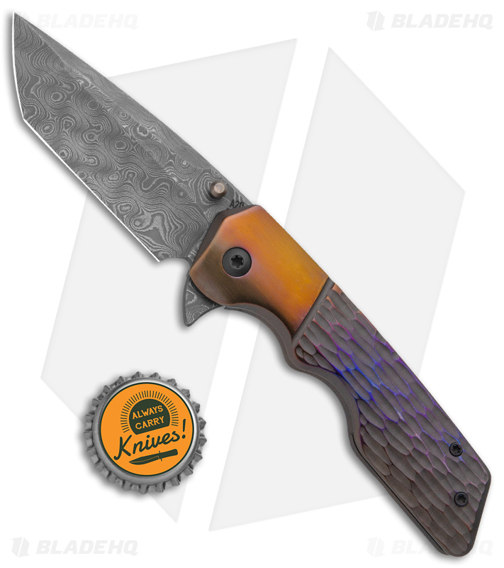 Attn2Detail Mercantile MK 3 Med Frame Lock Knife Jigged Ti (3" Nichols Damascus)