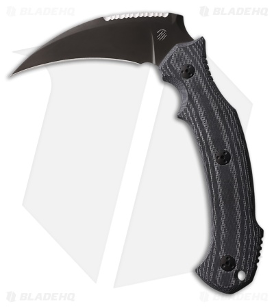 Bastinelli Creations Grumpy Fixed Blade Knife Black Micarta (5" PVD Serrated)