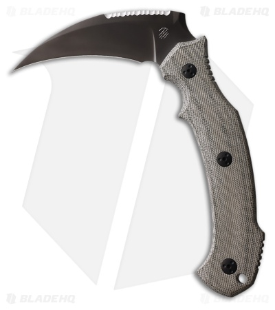 Bastinelli Creations Grumpy Fixed Blade Knife OD Green Micarta (5" PVD Serrated)