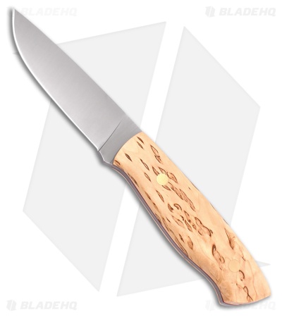 Brisa Knives Trapper 95 Fixed Blade Knife Curly Birch Wood (3.75" Satin)