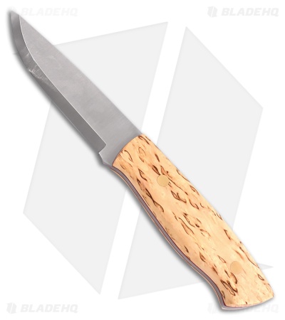 Brisa Knives Trapper 95 Scandi Fixed Blade Knife Curly Birch Wood (3.75" Satin)