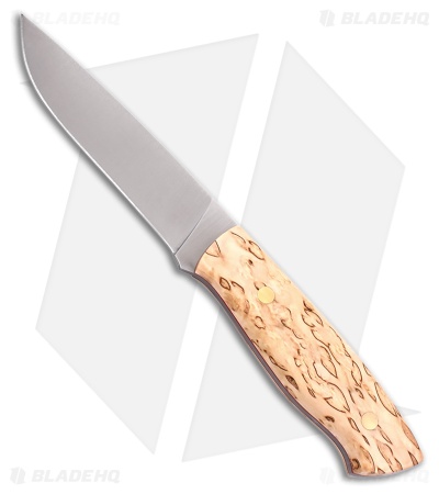 Brisa Knives Trapper 115 Fixed Blade Knife Curly Birch Wood (4.5" Satin)