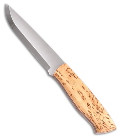 Brisa Knives Trapper 115 Scandi Fixed Blade Knife Curly Birch Wood (4.5" Satin)