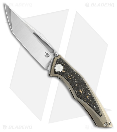 Bestech Knives Togatta Frame Lock Knife Bronze Titanium + Copper CF (3.7" Satin)