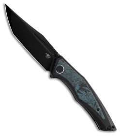Bestech Knives Togatta Frame Lock Knife Black Ti + Black/Blue CF (3.7" Black SW)