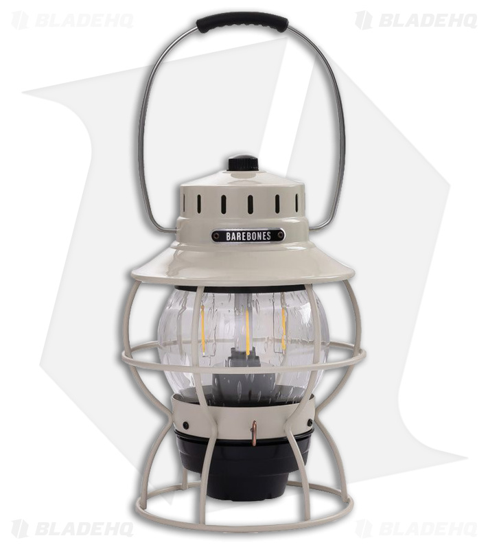 Barebones Living Railroad Lantern Vintage White 200 Lumens