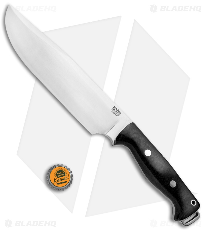 Bark River Bravo Crusader Hunting Fixed Blade Knife Black Micarta (8.5" Satin)