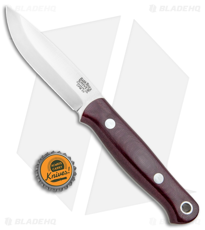 Bark River Bushcrafter Fixed Blade Burgandy Canvas Micarta (3.875" Satin CPM-3V)