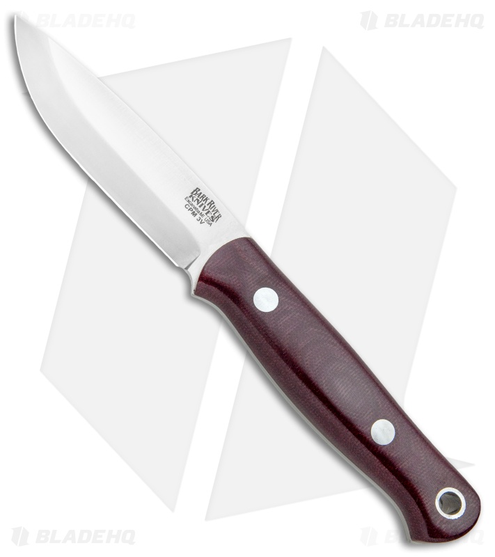 Bark River Bushcrafter Fixed Blade Burgandy Canvas Micarta (3.875" Satin CPM-3V)