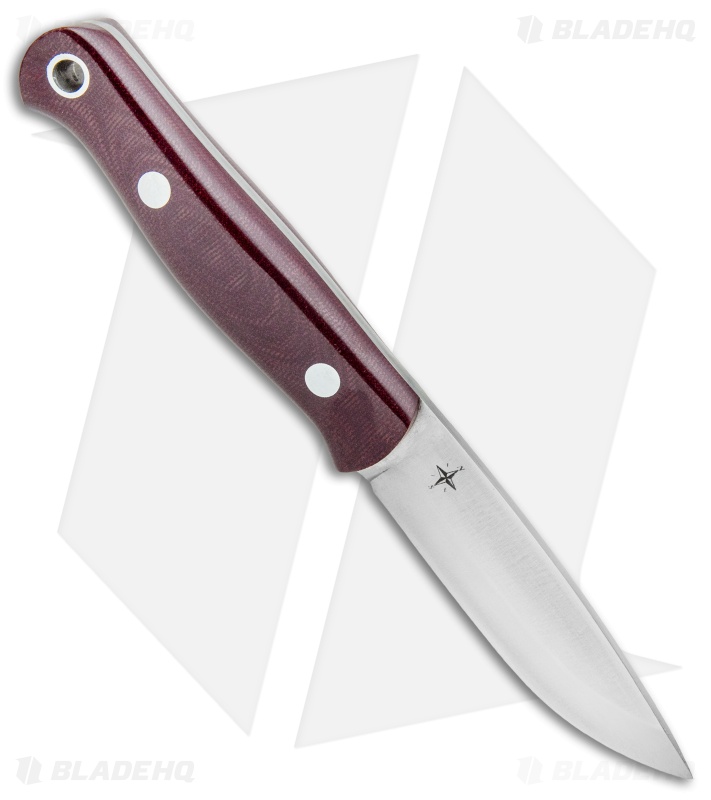 Bark River Bushcrafter Fixed Blade Burgandy Canvas Micarta (3.875" Satin CPM-3V)