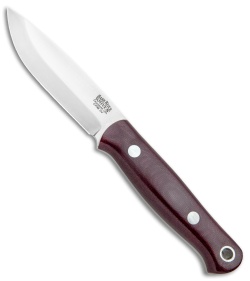 Bark River Bushcrafter Fixed Blade Burgandy Canvas Micarta (3.875" Satin CPM-3V)