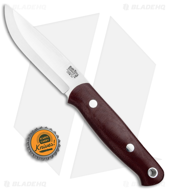 Bark River Bushcrafter II Fixed Blade Knife Burgundy Canvas