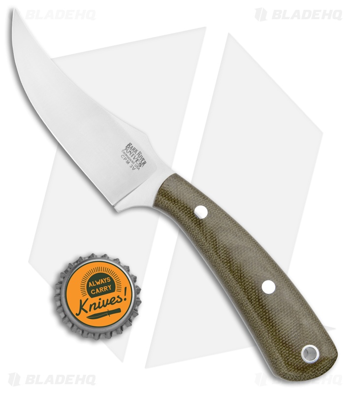 Bark River Fingerling Fixed Blade Knife Green Canvas Micarta (3.25" Satin)