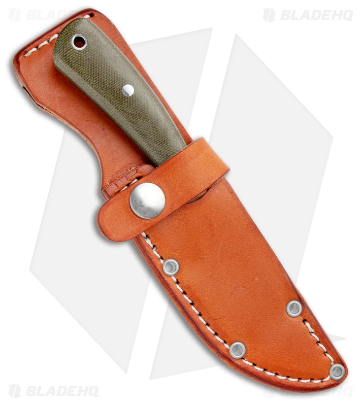 Bark River Fingerling Fixed Blade Knife Green Canvas Micarta (3.25" Satin)