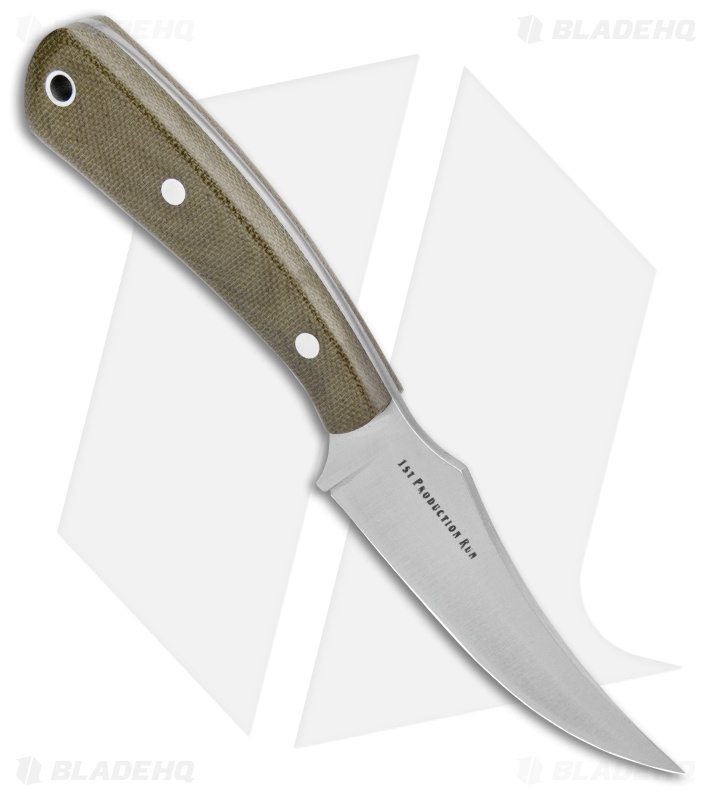 Bark River Fingerling Fixed Blade Knife Green Canvas Micarta (3.25" Satin)