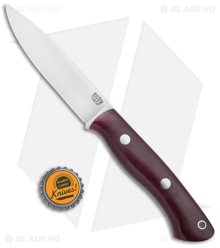 Bark River Knives Aurora Bushcraft Knife Burgundy Canvas Micarta