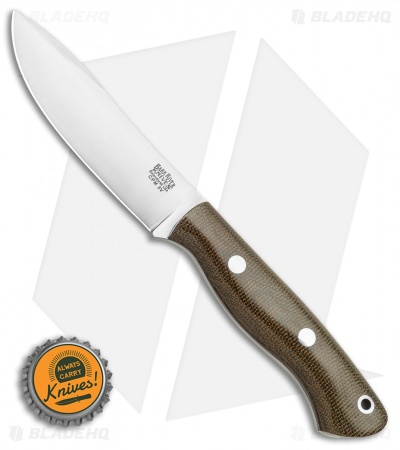 Bark River Mini Aurora Hunter Fixed Blade Knife Green Canvas (3.6" Satin)