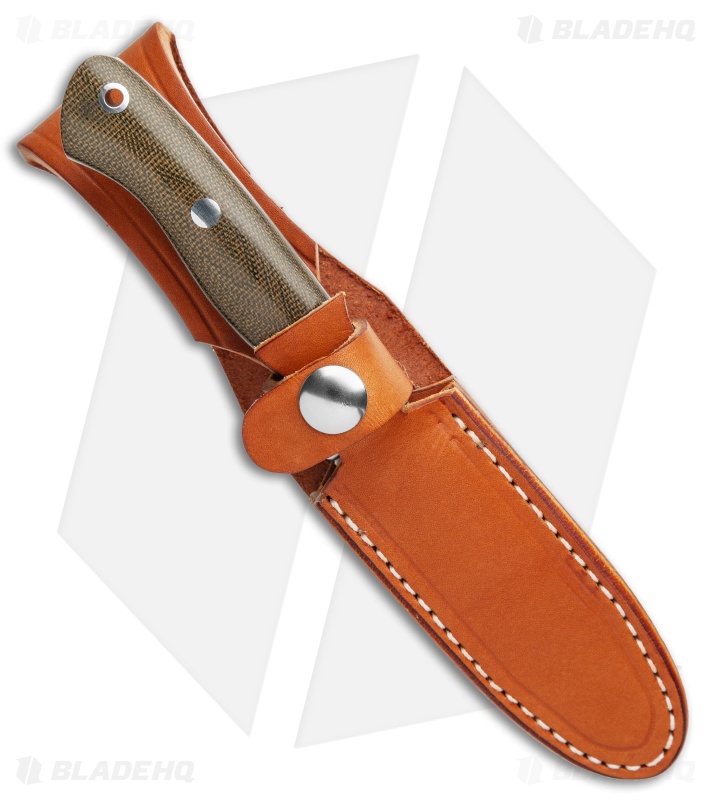 Bark River Mini Aurora Hunter Fixed Blade Knife Green Canvas (3.6" Satin)