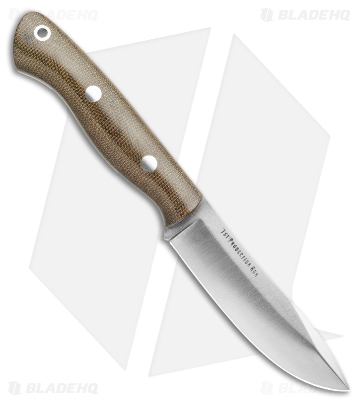 Bark River Mini Aurora Hunter Fixed Blade Knife Green Canvas (3.6" Satin)