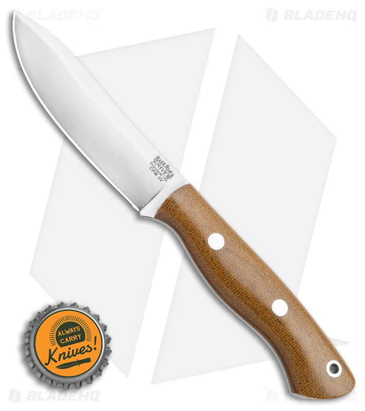 Bark River Mini Aurora Hunter Fixed Blade Knife Natural Canvas (3.6" Satin)