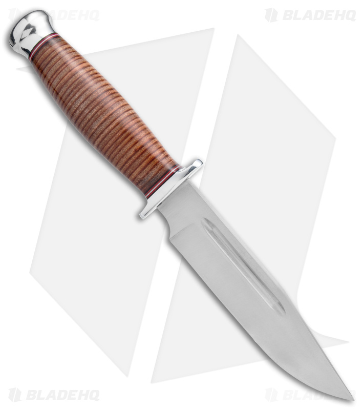 Bark River Teddy Bowie Knife | Stacked Leather - Blade HQ