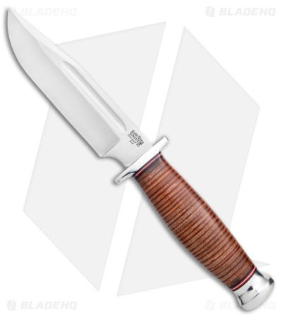 Bark River Teddy Bowie Knife | Stacked Leather - Blade HQ