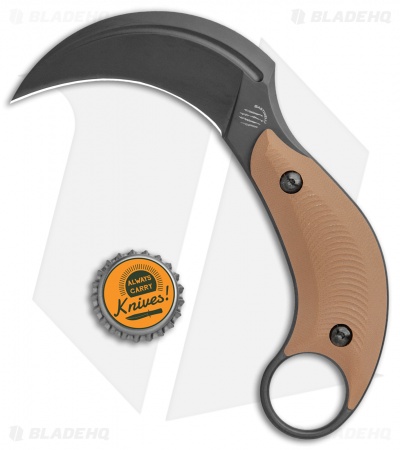 Bastinelli Creations B.A.K. Karambit Fixed Blade Knife Coyote G-10 (3.25" Black)