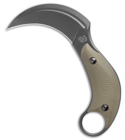 Bastinelli Creations B.A.K. Karambit Fixed Blade Knife OD Green (3.25" Black)